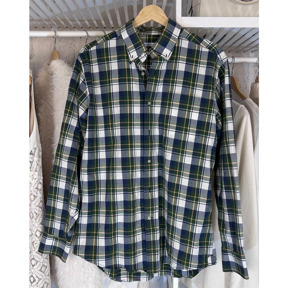 Southern Tide Men's Size M Classic Fit Green, Navy Plaid Button Up Shirt #0105 - Picture 1 of 6